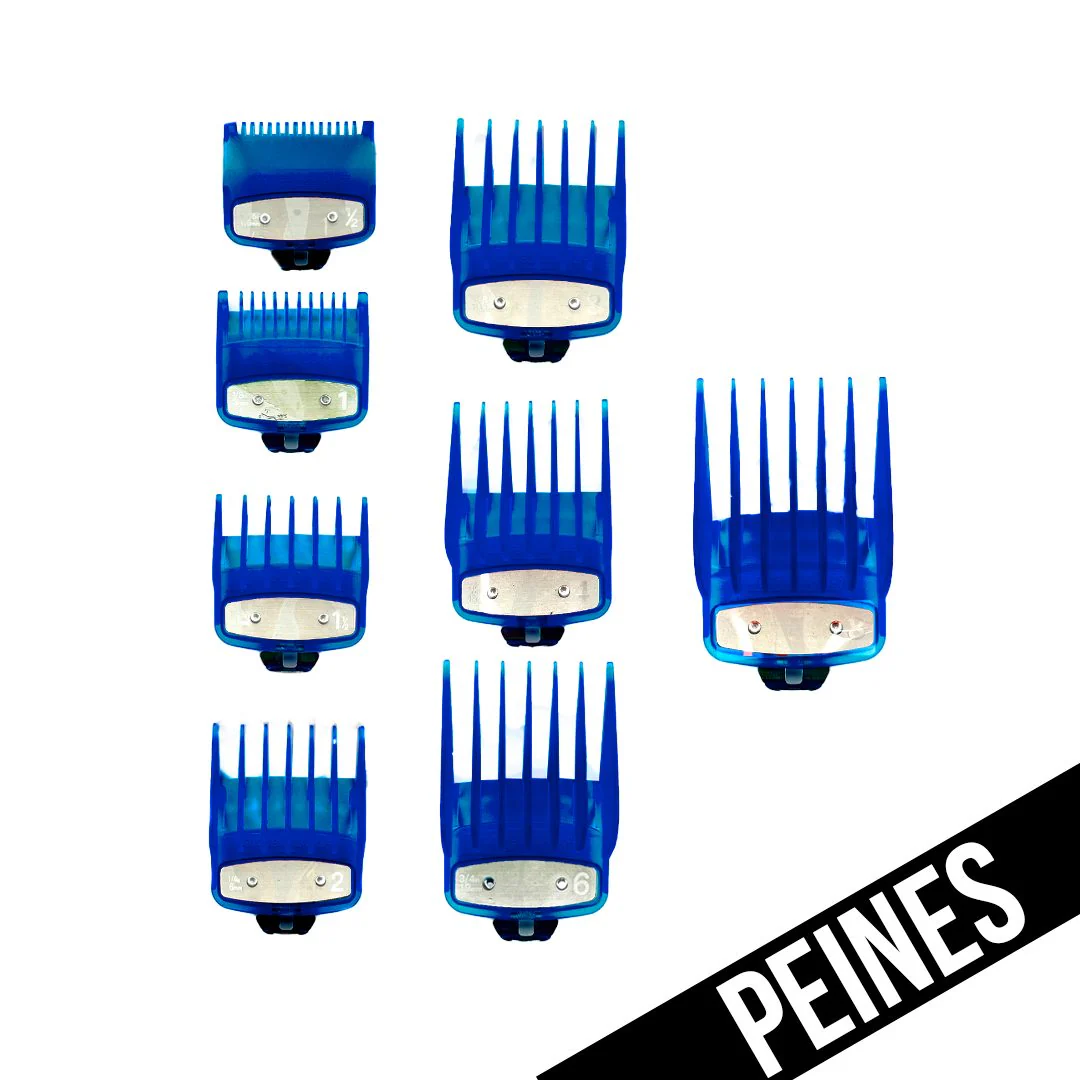 PEINES / GUIAS UNIVERSALES DE COLOR AZUL METALICOS ( 8 NUMEROS DE GUIAS )